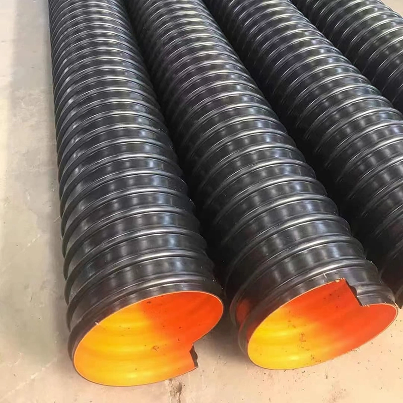 300mm reforzado de HDPE Tubería de drenaje de corrugado espiral con correa de acero/ el tubo de HDPE