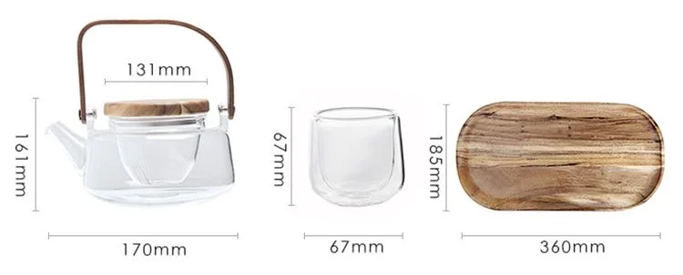 Farbe Box Verpackung Elegante Doppelwand Geschenk Tee Topf Verkostung Brillenset mit Bamboo Deckel Tablett