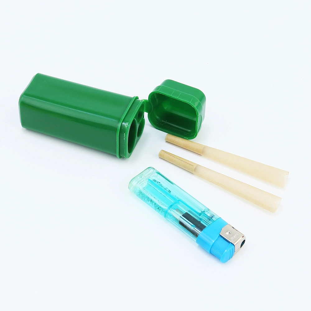 Caja portátil de plástico mini con compartimento para cigarrillos con encendedor Humidor Tubos de cigarros de viaje Caja de cigarros