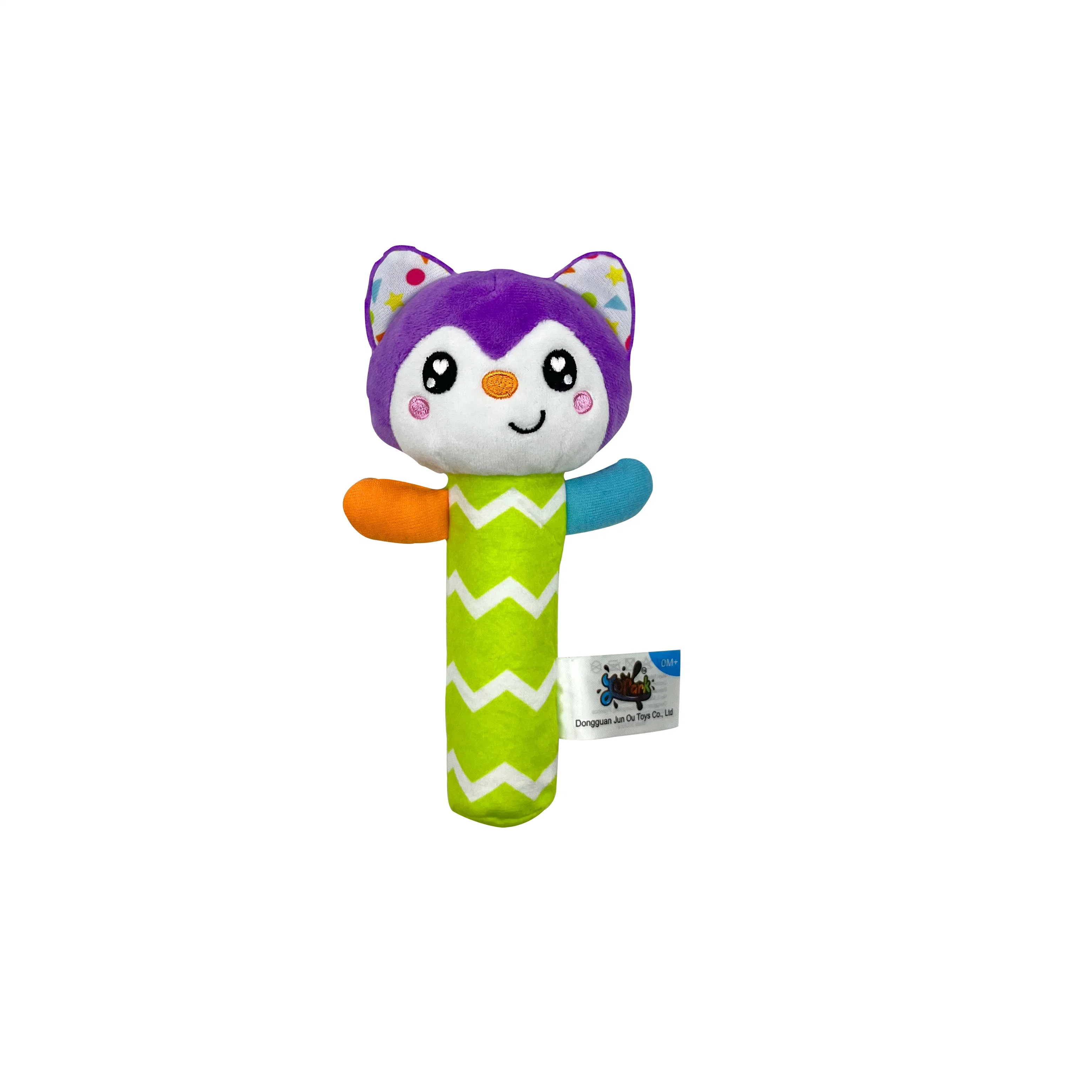 Baby Toy Plush Squeaker de juguete Rattle arruga Fox personaje Grab Visual Touch Hear Sense ICTI ASTM Cuidado de bebés Más comodidad