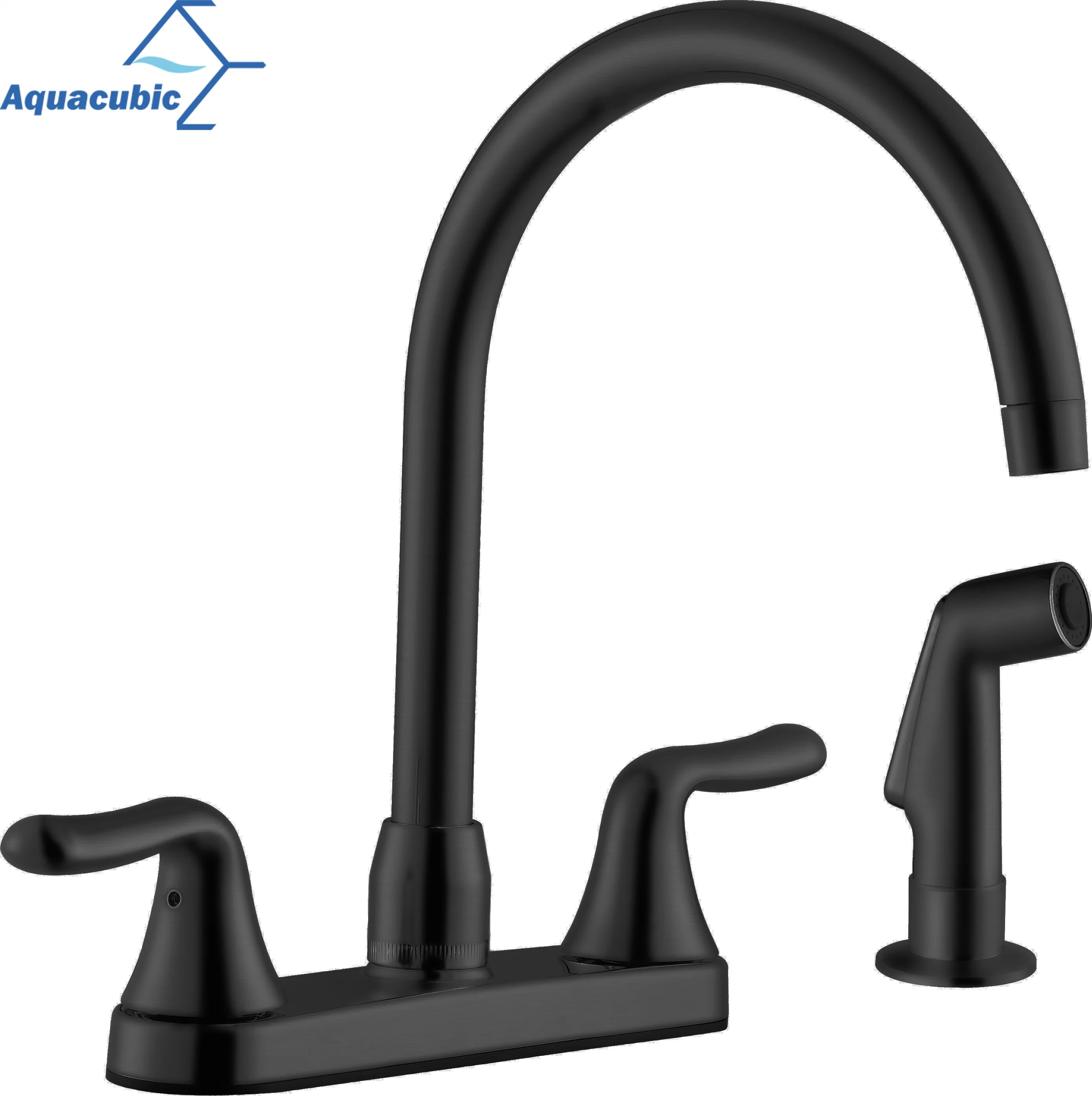 Aquacubic 8 Inch 2 Handles 3 Holes Widespread Bathroom Sink Faucet Antique Brass Kitchen Vanity Faucet Basin Mixer Tap Faucet