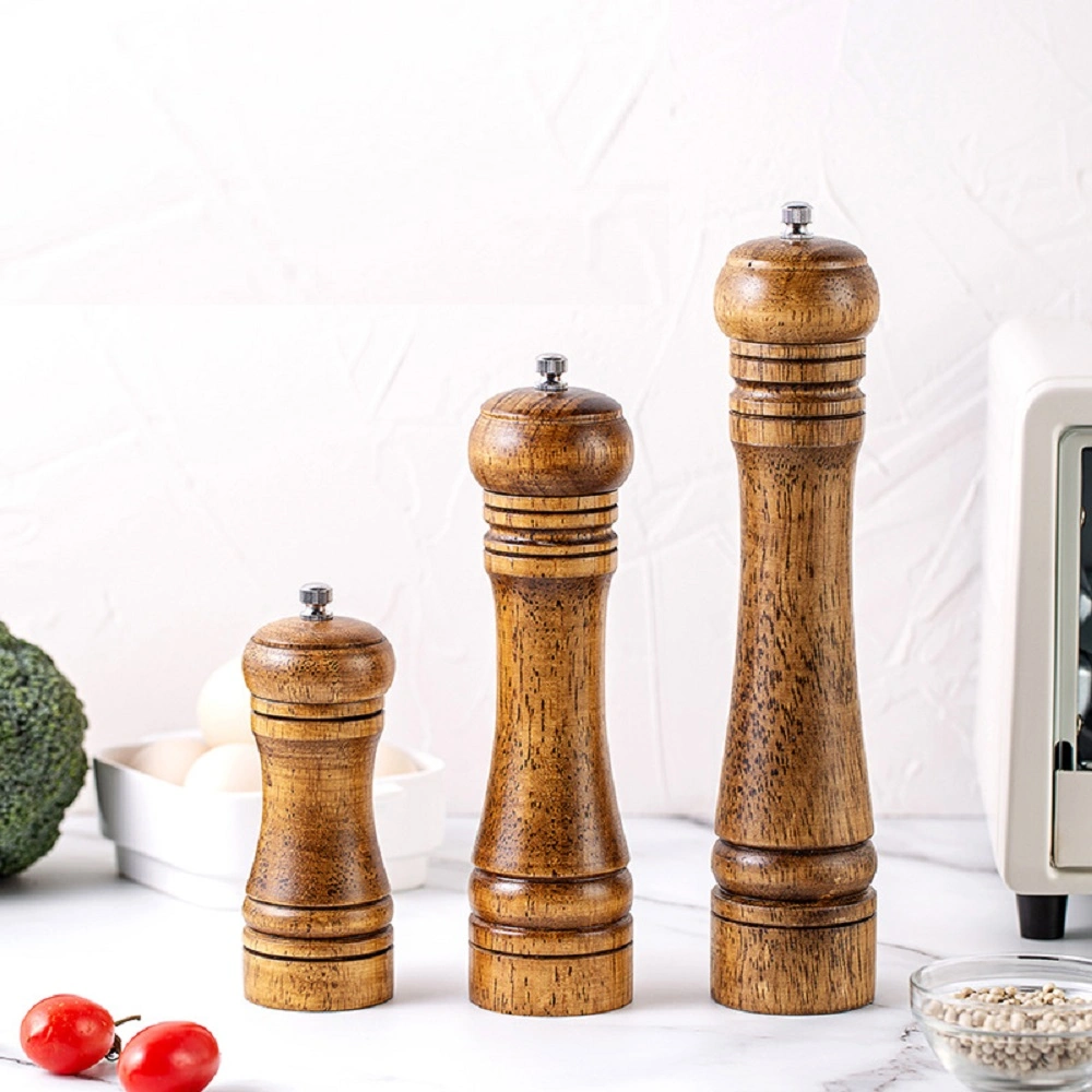 Wood Salt Pepper Mill Set Grinders Shakers with Adjustable Ceramic Rotor Wbb18185