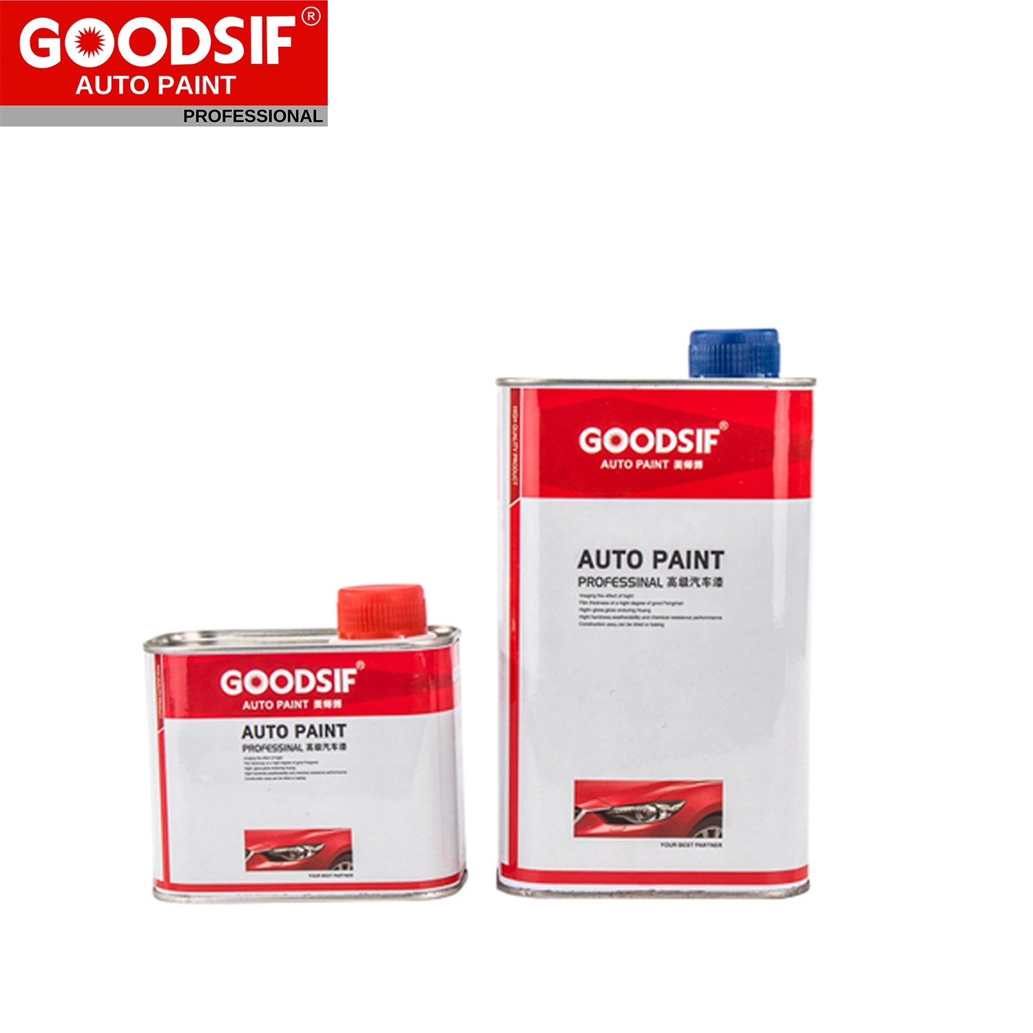 Goodsif China fábrica de pintura de coches Alto contenido sólido Auto barniz Kit de pintura de automoción de capa transparente brillante 2K