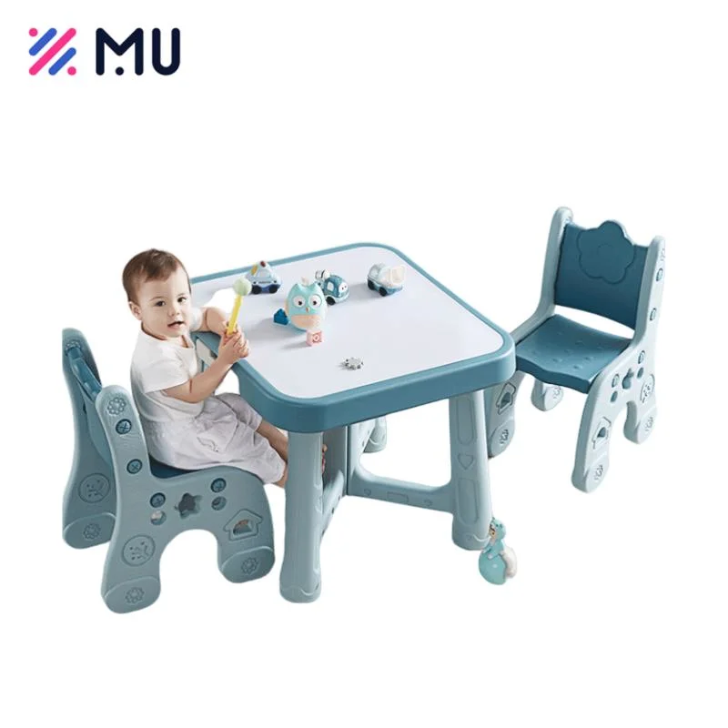 Living Room Height Adjustment Children Study Table Anti Slip Foot Mats Kids Study Table and Chair Set