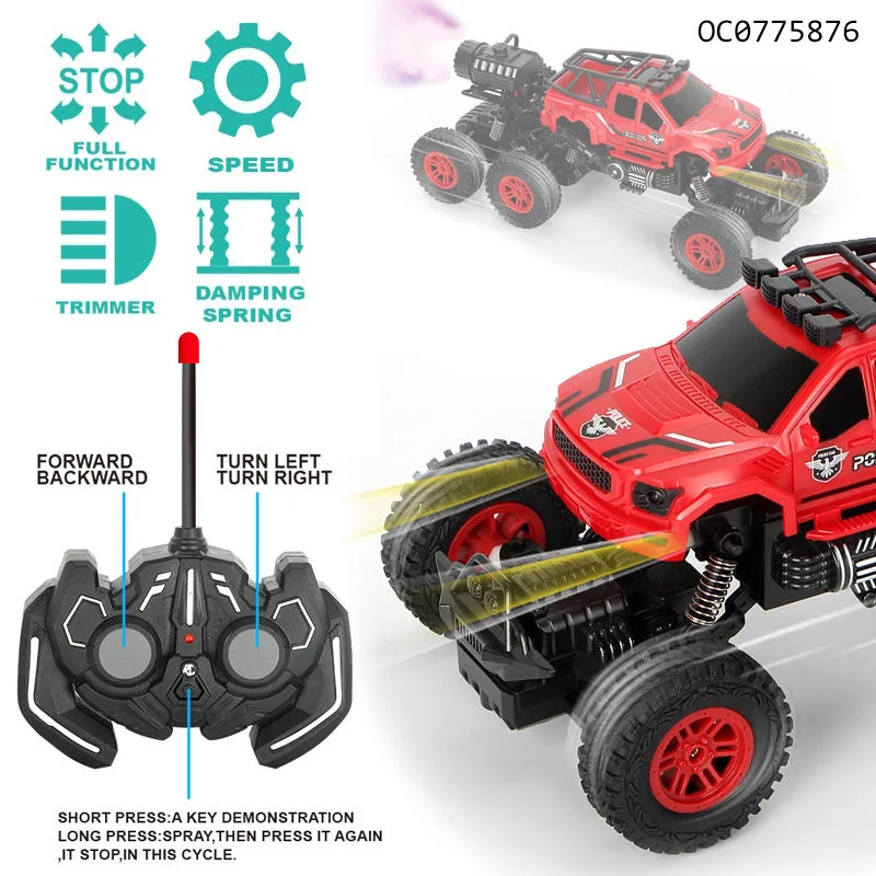 6CH RC Rock Climbing Remote Control Car with Light and Music Mist Spray Boys Toys