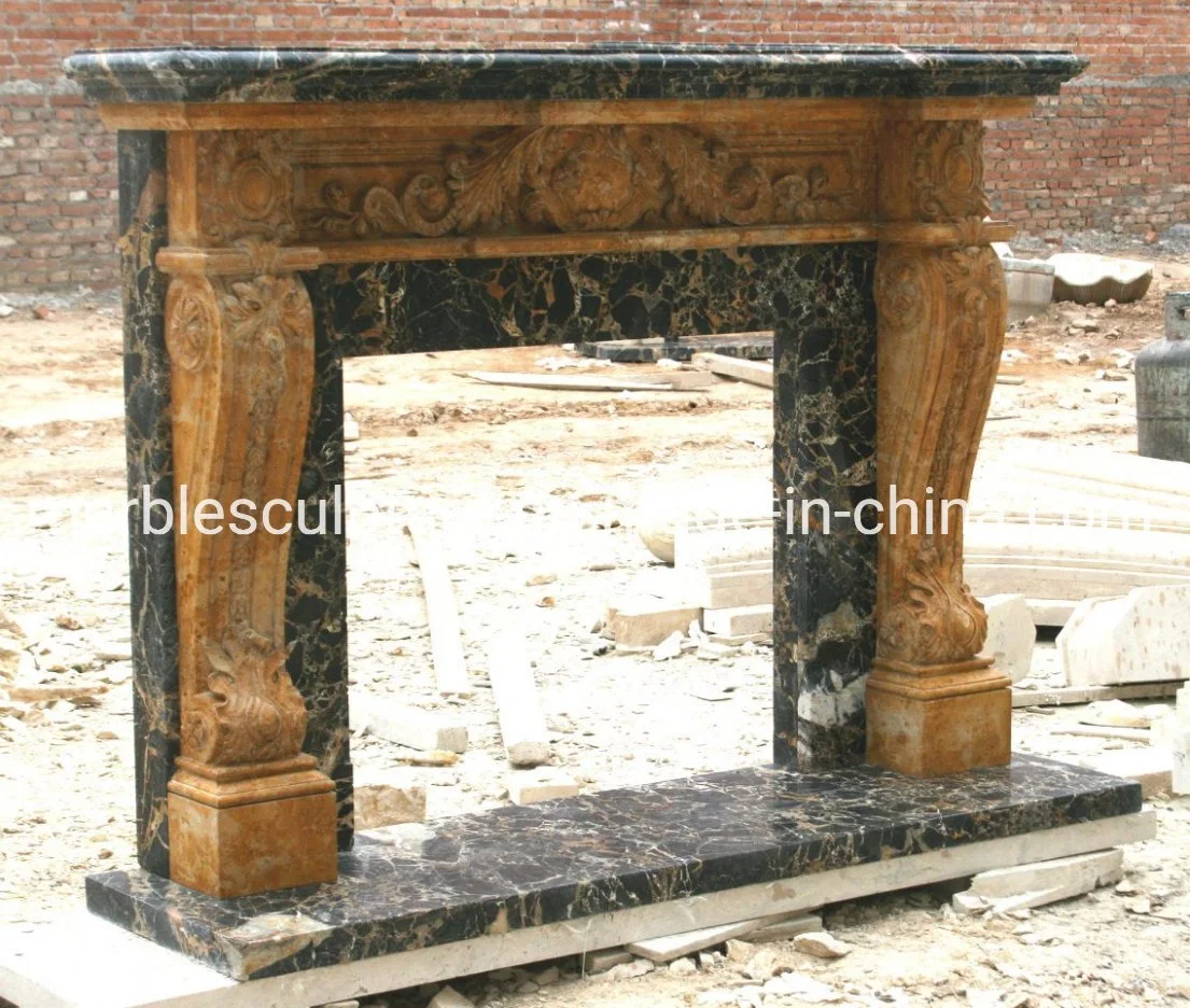 High Polished Marble Stone Sculpture Classic Marble Fireplace (SYMF-073)