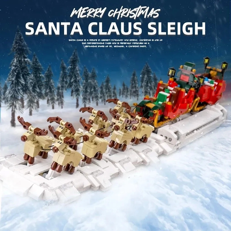 1318 PCS Merry Natal Santa Claus Sleigh bloco de construção put Juntos interessantes brinquedos educativos Kids brinquedos de Natal Sleigh Bricks