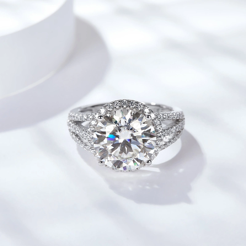 Moissanite للنساء خاتم كلاسيكية حقيبة مستديرة 5-حلقة كارات الحزب