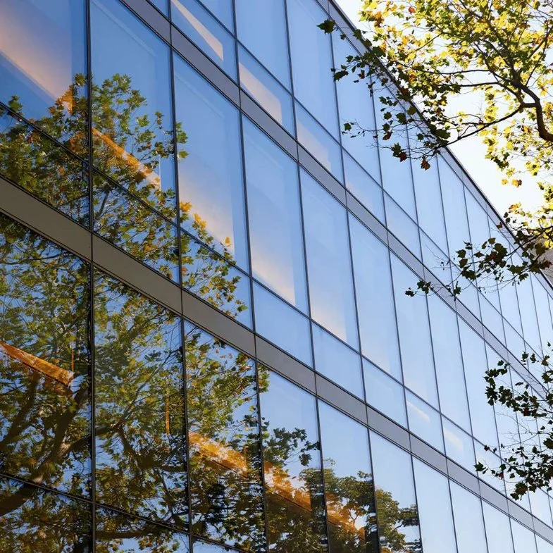 Structurally Stick Glazing Window Energy Efficient Aluminium Double Glass Curtain Wall Systems
