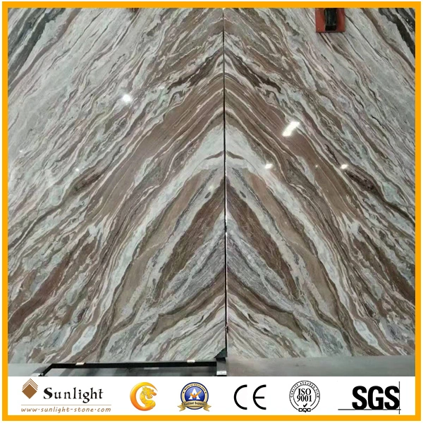 Cheap Polished Bookmatched Fantasy Brown Marble Stone Slabs for Tiles, Countertops