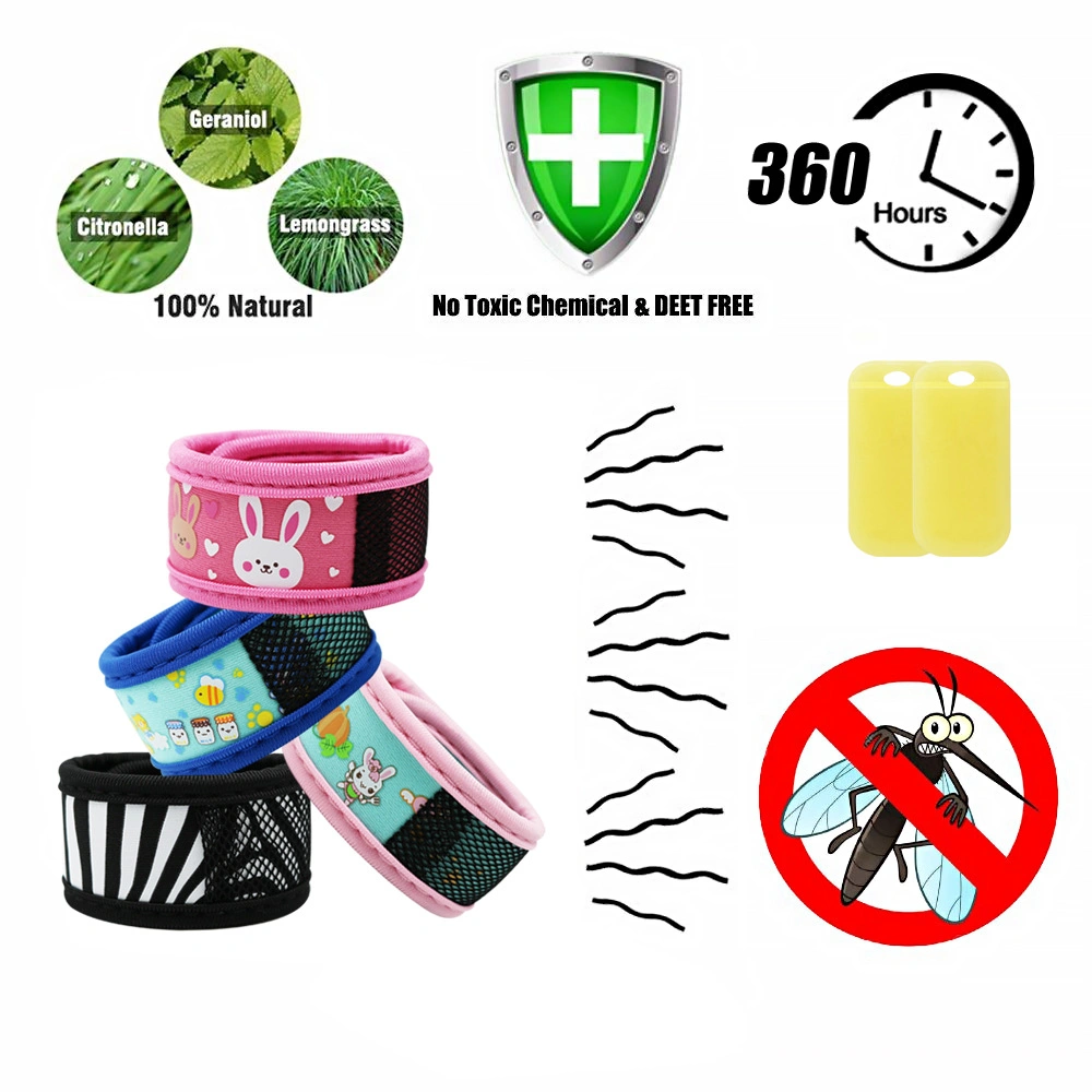 Popular 100% All Natural Plant-Based Oil Mosquito Bands Waterproof Non-Toxic Pest Control Mosquito Repellent Bracelet, Fabric Anti-Mosquito Bracelet