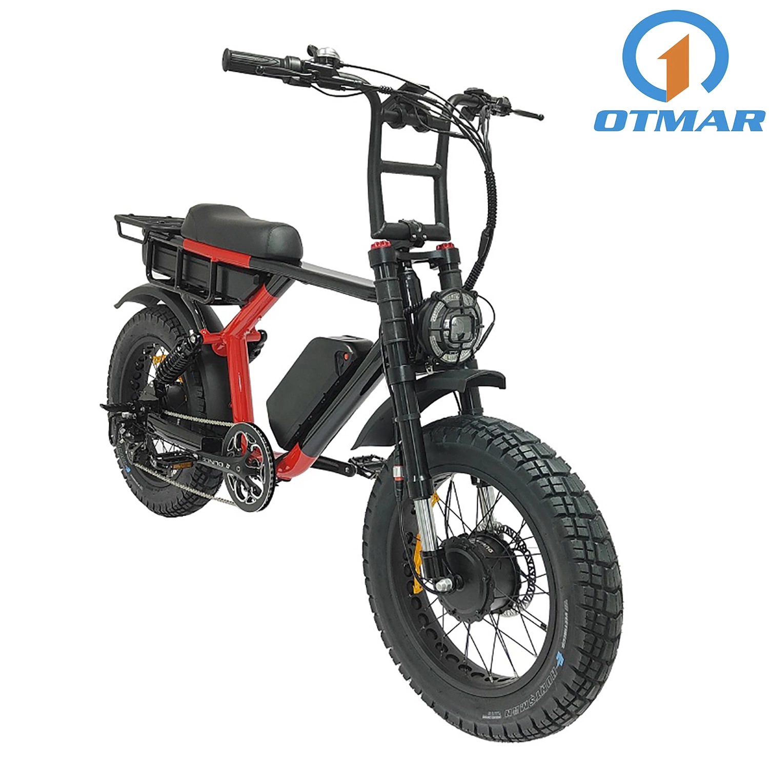 Vélo électrique rétro tout-terrain à grande vitesse avec suspension intégrale.