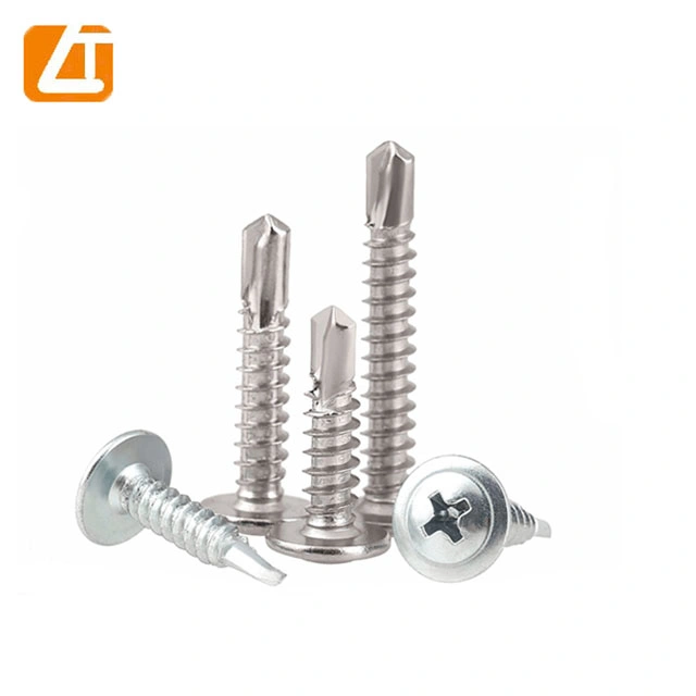 Carbon Steel Metal Galvanized Phillips Round Wafer Truss Head Self Drilling Screw 4.2X40