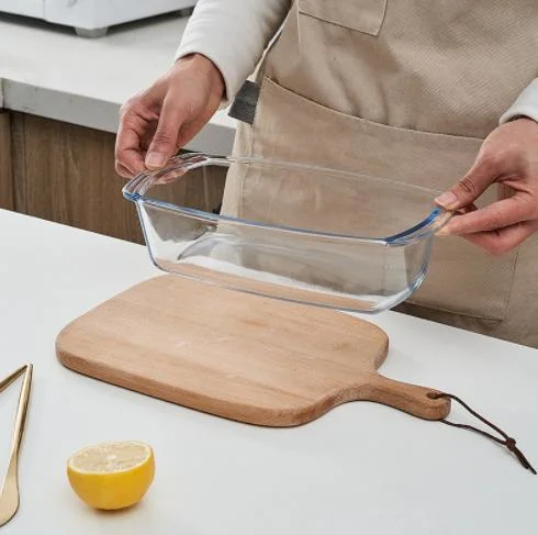 1800ml Square Box Lunch Cocina claro cristal Bakeware tazón de vidrio.