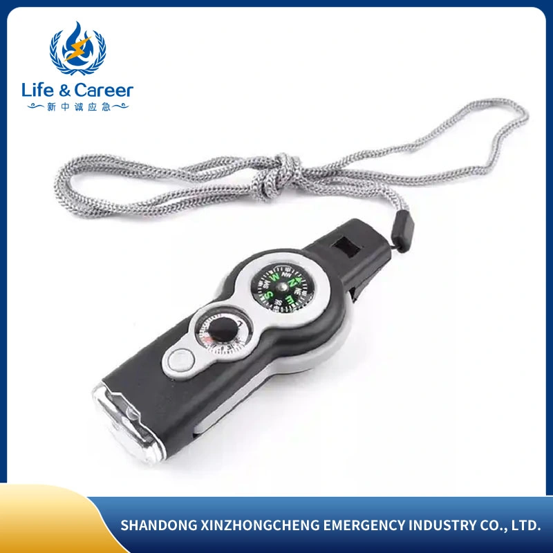 New Arrival Multifunctional Whistle with LED Light Thermometer Compass Rescue Safety Whistle