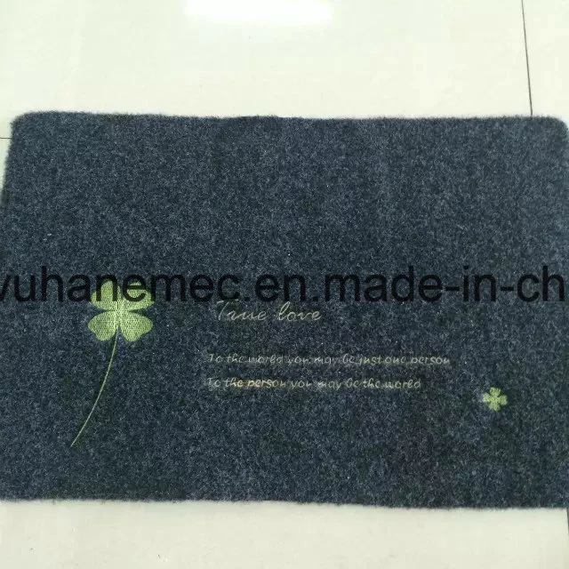 Coarse Fiber Textile Polyeaster Velour Embroidery with Non-Slip PVC Backing Flooring Mat