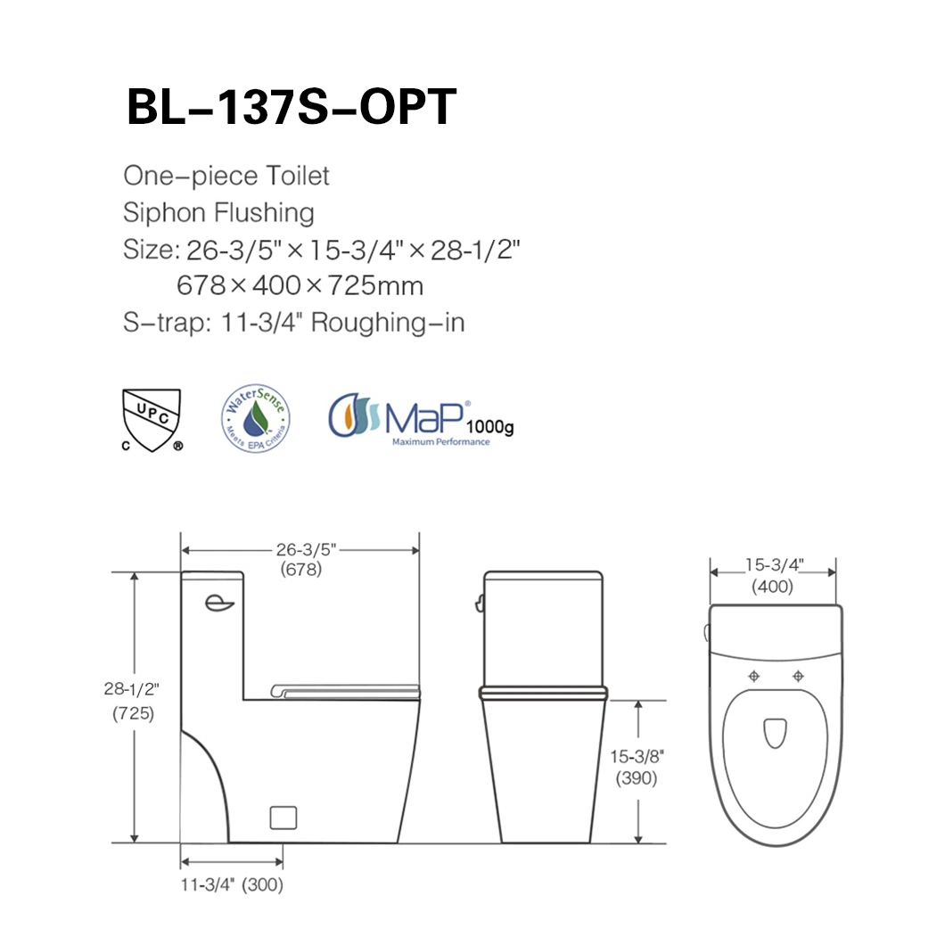 Tornado Side Flush Economical Sanitary Ware Elongated Bathroom S Trap 300mm Toilet Bowl