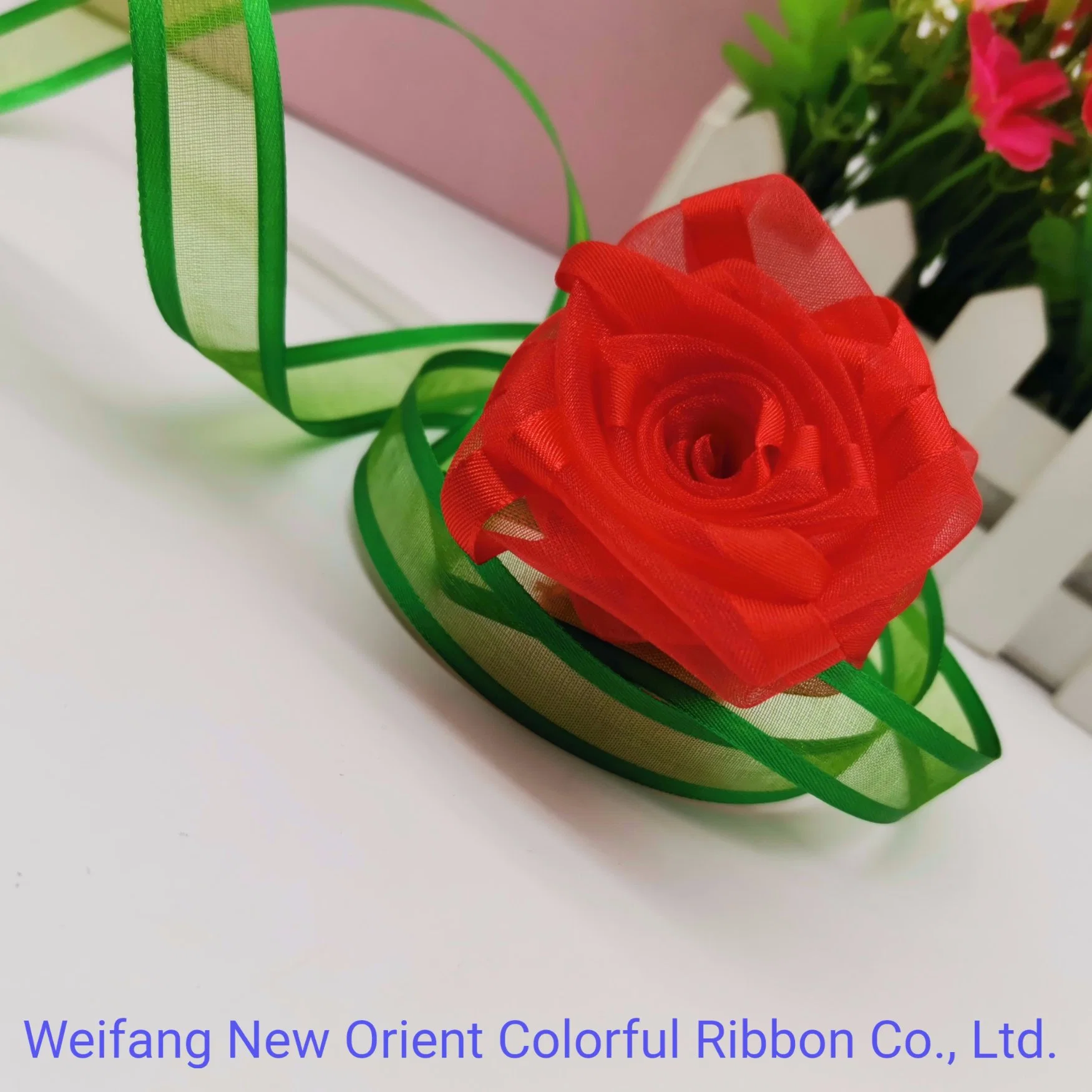 Red Festival/Wedding Satin Edge Organza Ribbon with Best Price and High quality/High cost performance 