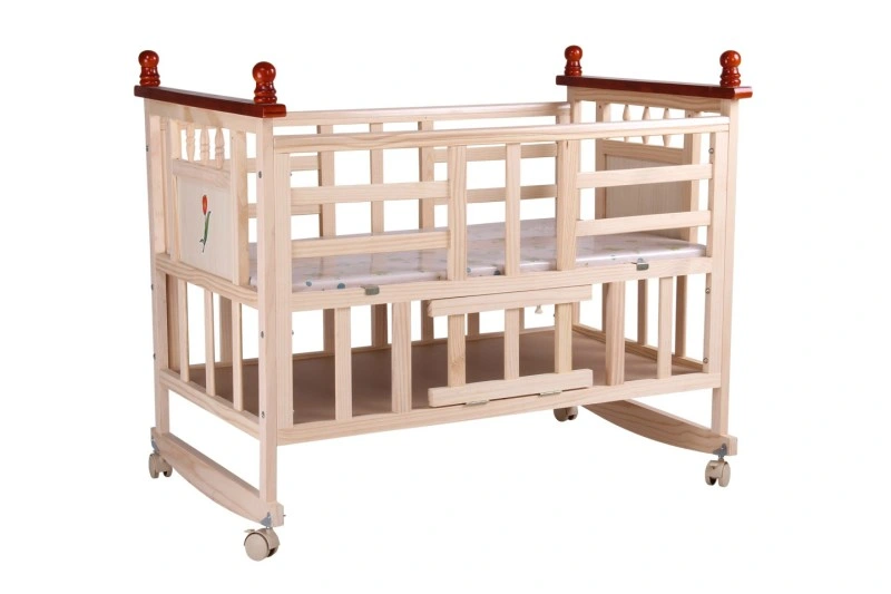 Fabrik Preis Holz Modelle Antike Baby Kinderbett / New Born Baby Bett Holz mit Bettwäsche-Set