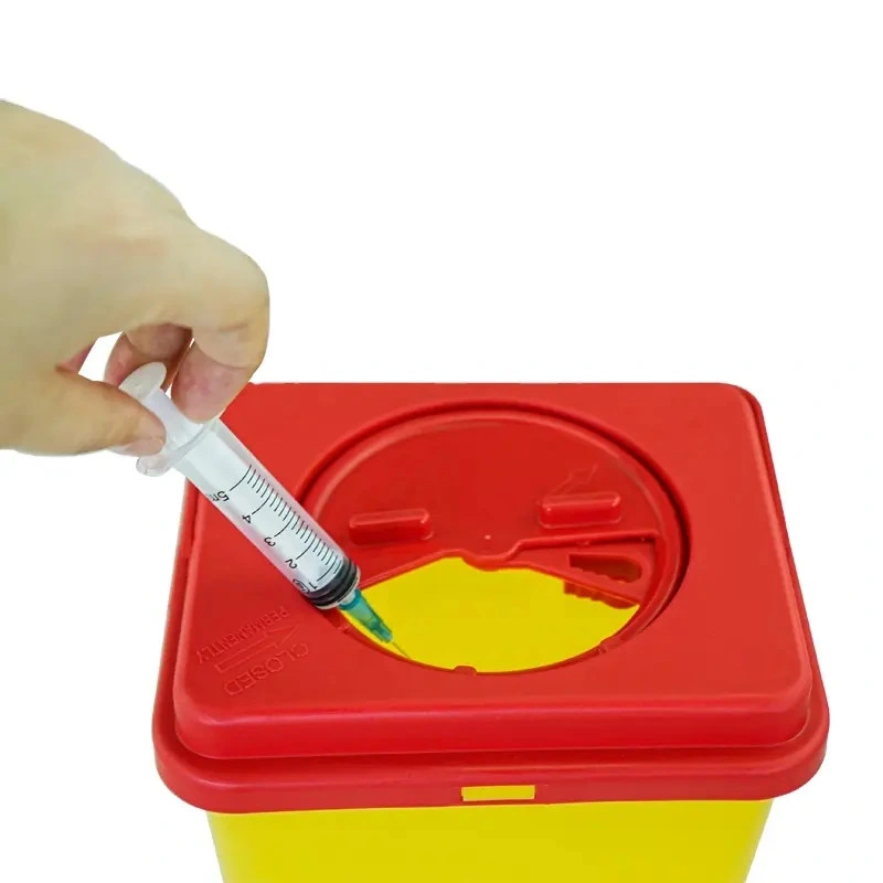 Medical Waste Box for Needle Syringe with Handles Safety Plastic Reusable Square Sharps Container 8L