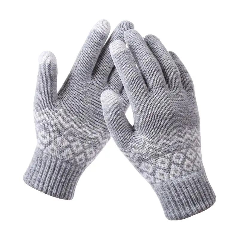 Winter Jacquard Touchscreen Stretchy Knitted Unisex Warm Gloves