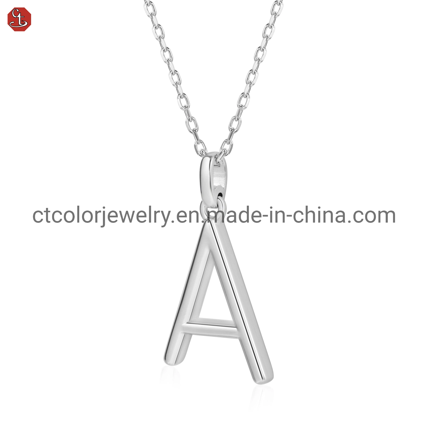 Wholesale/Supplier jewelry silver 925 necklace simple geometric letter "M" pendant necklace