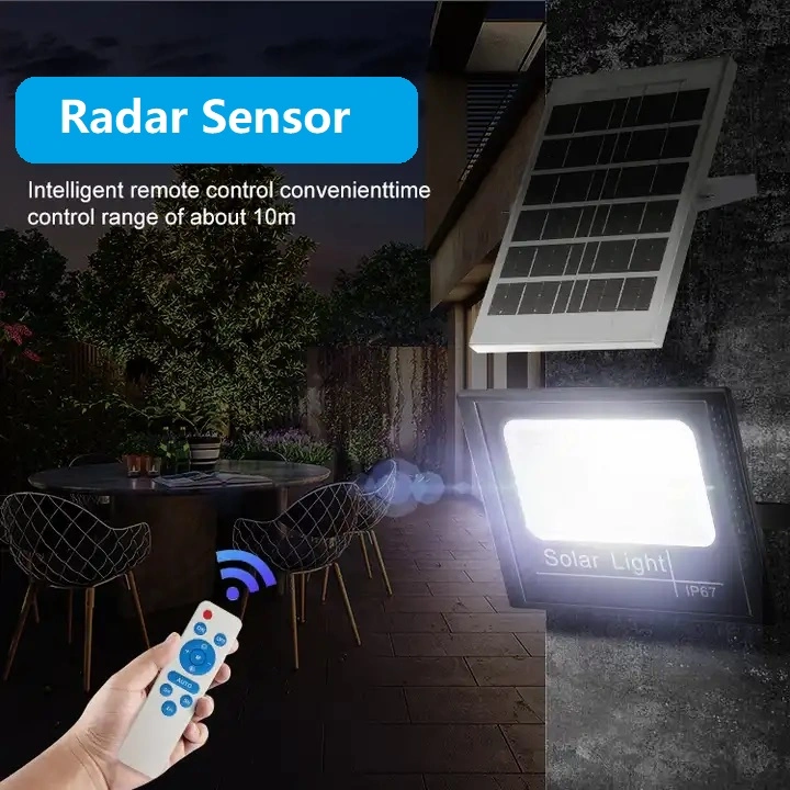 Best Price Factory LED Wall Lamp Projector Street Garden Road Floodlight Waterproof IP65 Lighting Sensor Outdoor Lights Remote Control Solar Flood Light