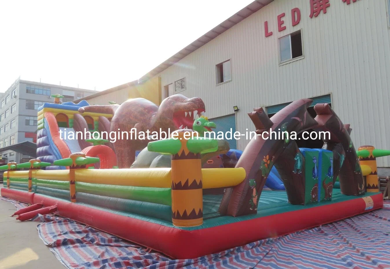 15X10m Dinosaur Giant Inflatable Jumping Bouncy Castle Slide