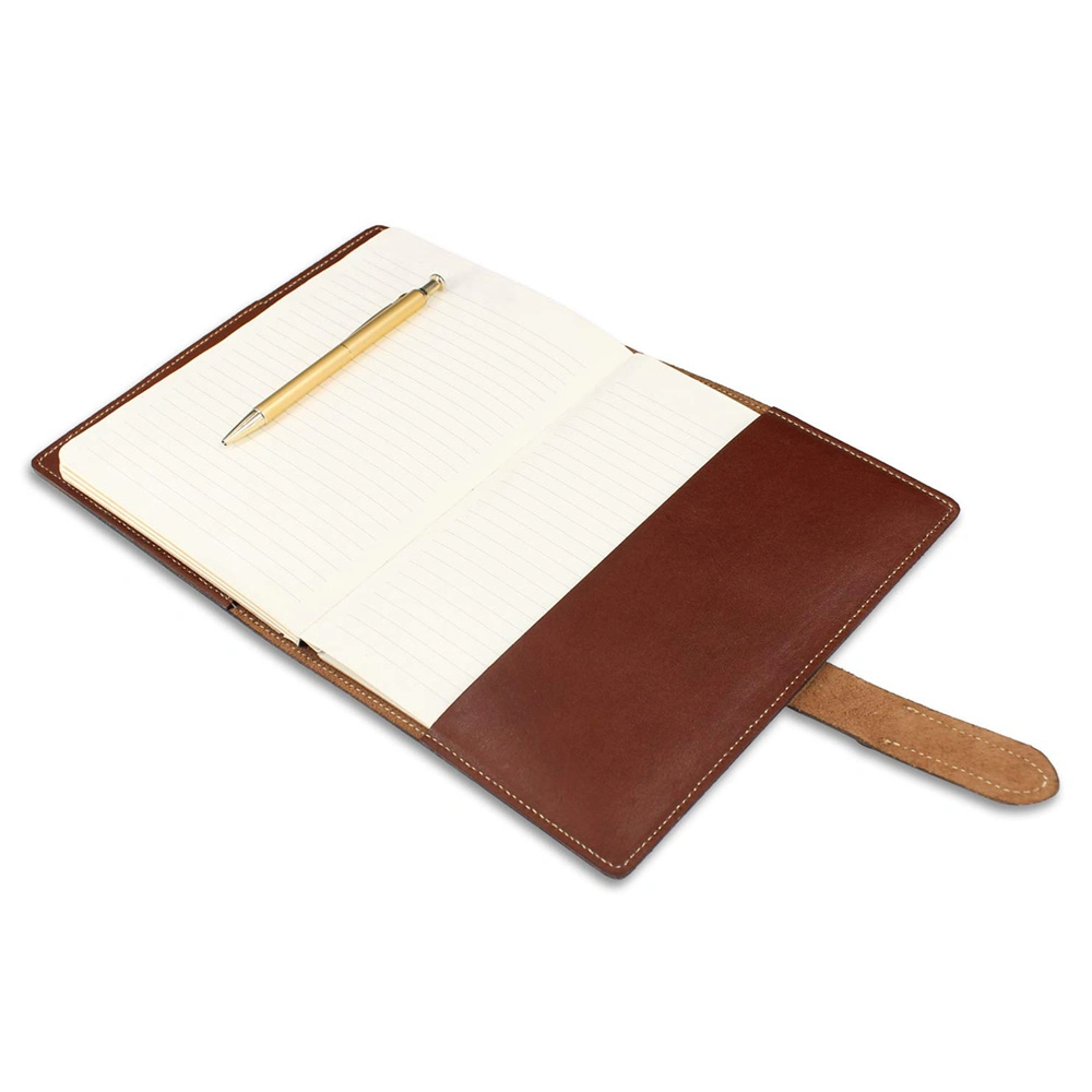 Refillable A5 Genuine Leather Notebook Cover with Logo