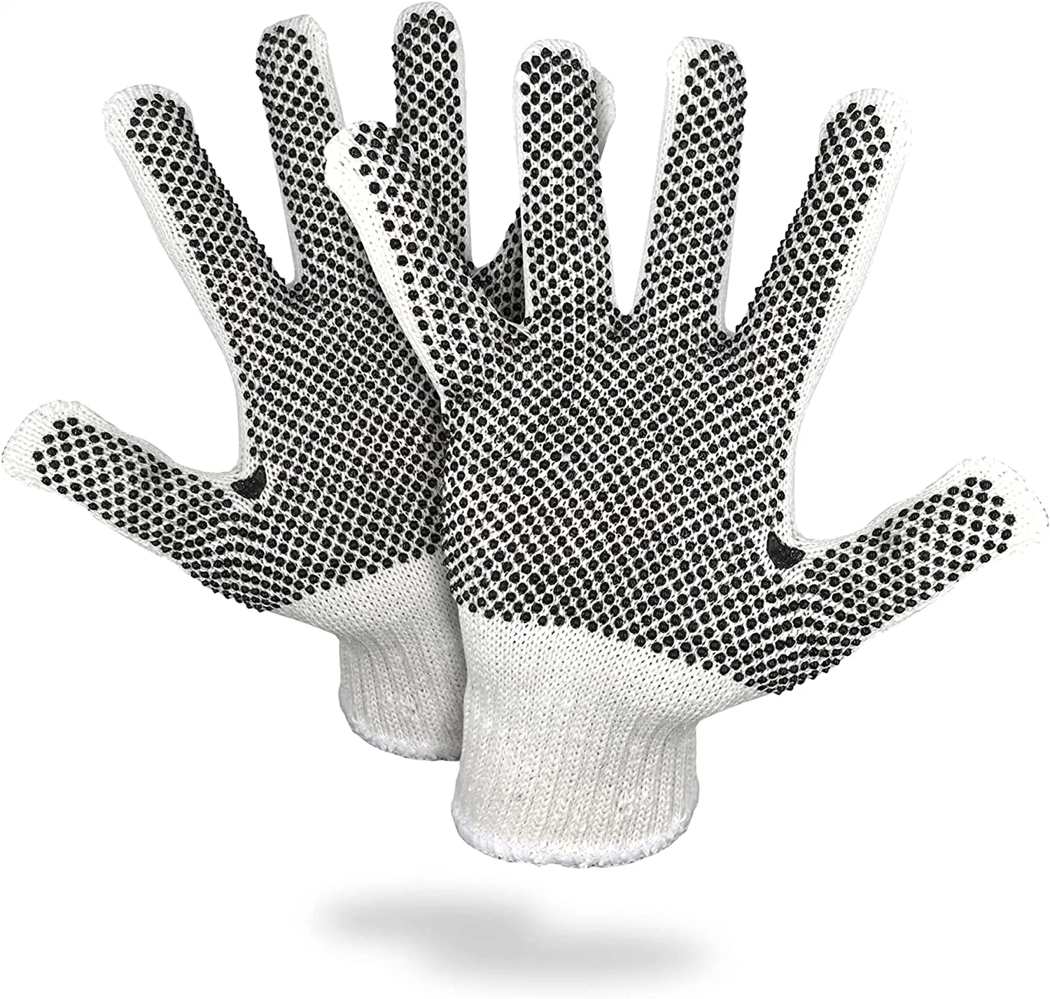 Double Side Black PVC Dotted Working Gloves with Rubber Dots