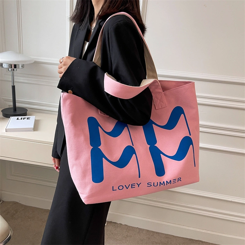 Hot Sale Fashion Design Promotional Gift Natural Cotton Handbag Heavy Duty Canvas Tote Women Shopping Bag