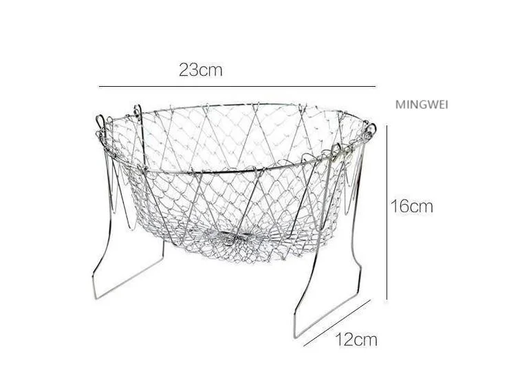 Mingwei 304 Edelstahl Faltbare Frittierkorb Filter Mesh Küche Kochwerkzeuge