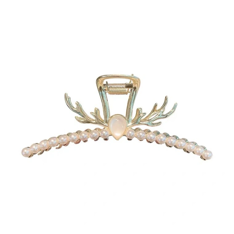 Fashion Pearl Rhinestone Metal Hair Claws Clips Golden Claw Hair Clip for Girls