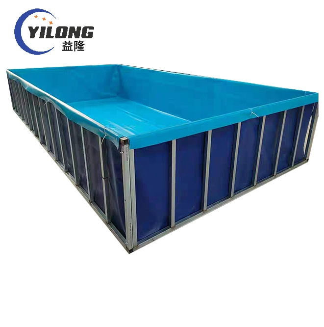 Fish Breeding Customized Steel Frame PVC Reinforced Tarpaulin Portable Rectangle Rectangular Water Tank 500 Liter