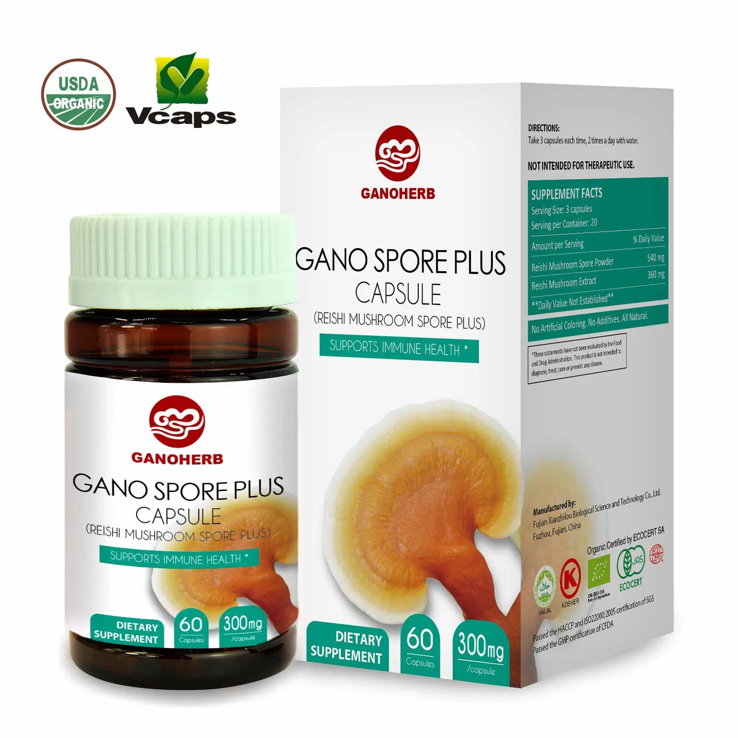 Gano Herb Wholesale Organic Ganoderma Lucidum Extract Reishi Mushroom Capsule