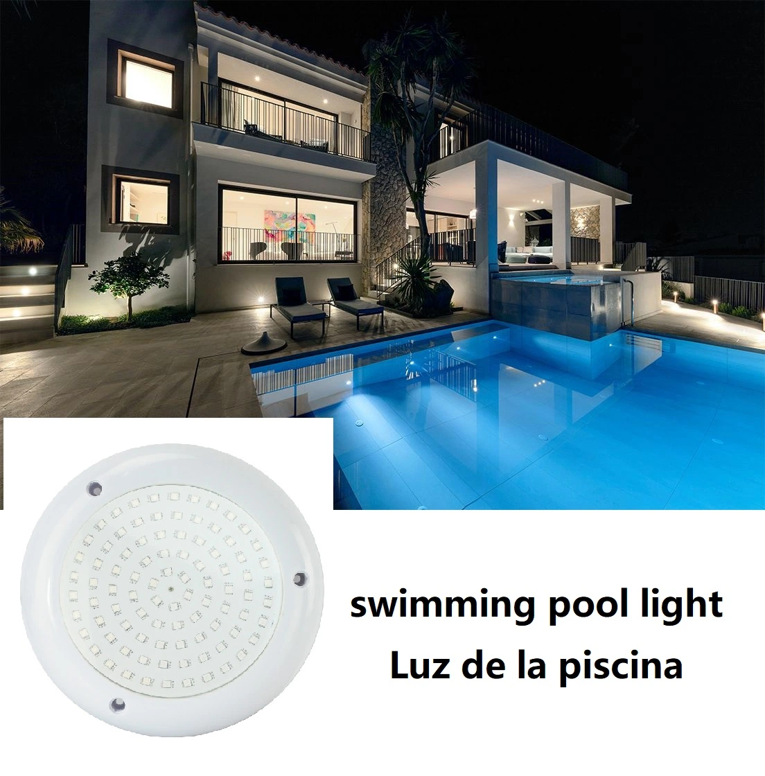 Lumière de piscine à surface mince, à mouse, 24 W, 18 W, IP68, sous-marin LED RGBW bleu froid blanc 6500K avec télécommande Control Luz LED de la Piscina