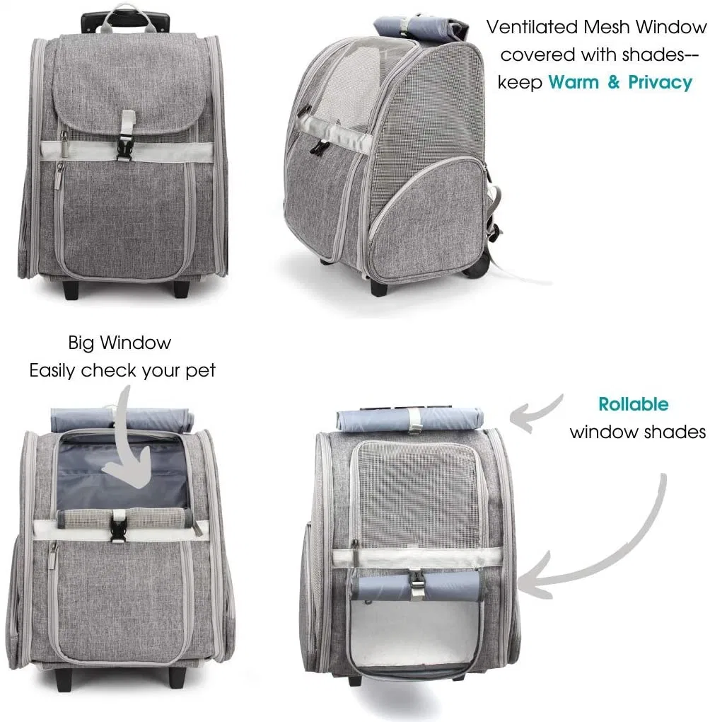 Pet Rolling Carrier Dog Backpack with Wheels Cats Puppies Travel Bag with Wheels Dog Trolley Airline Approved