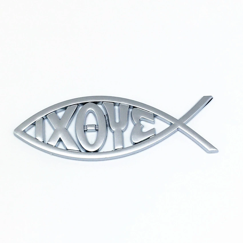 Factory Wholesale Customer Logo 3D Jesus Fish Logo Emblem Decal Badge Sticker Car Christian Religion Gift