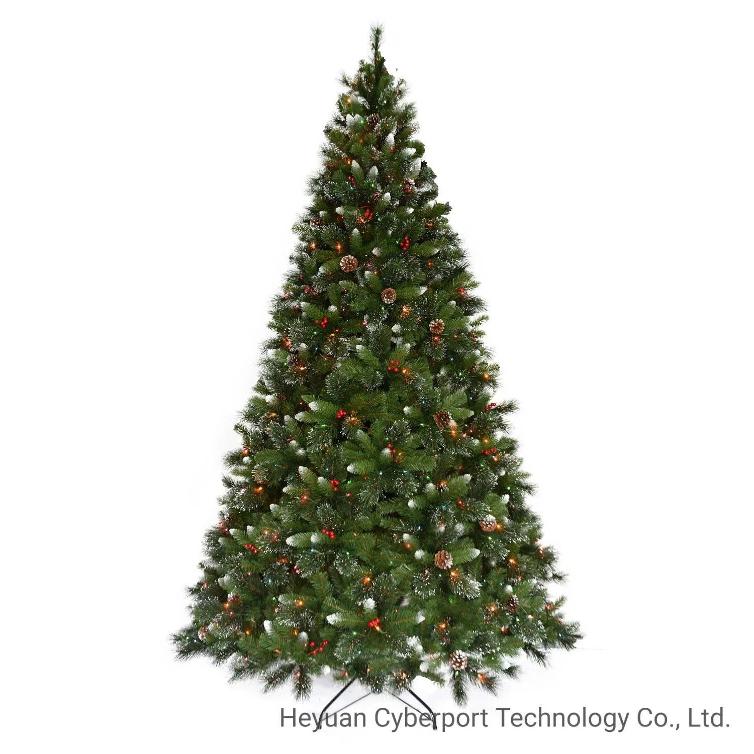 7,5FT Aspen Spruce Hinged Tree de Navidad de PVC verde artificial Con luces LED blancas suaves