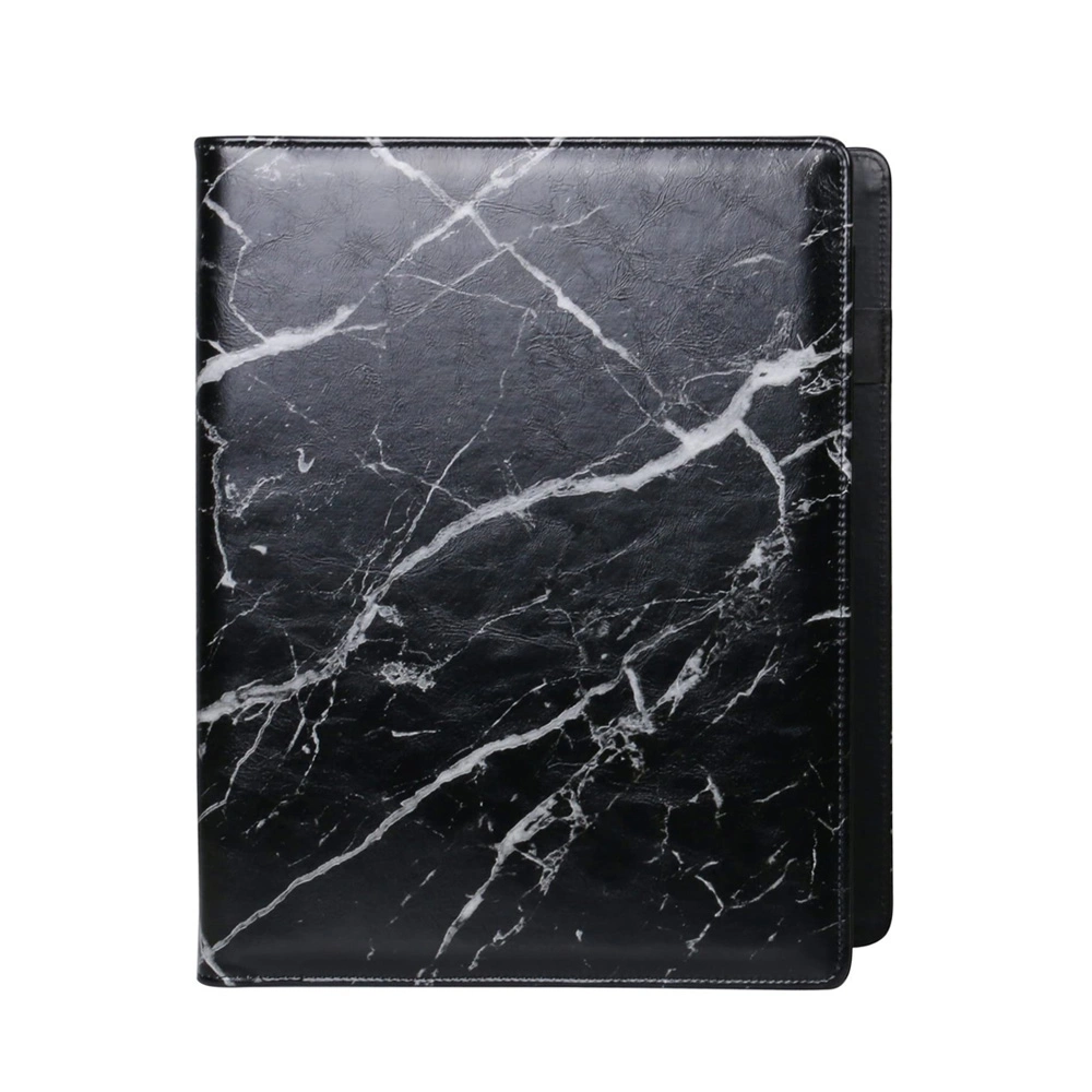 Black Marble Conference Folder A4 Zipper Leather Portfolio Binder