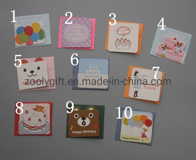 Customize Decorated Mini Design Happy Birthday Greeting Card with Envelop