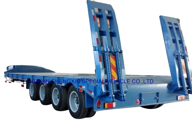 3/4 Axle Low Bed Lowboy Transport Cargo Semitrailer for Heavy Duty