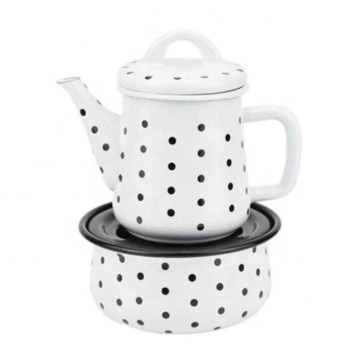 Multi-Capacity New Design Enamel Kettle Sets with Round Pot Decal