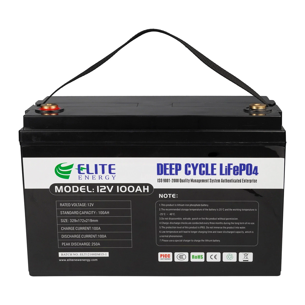 Elite Rechargeable Battery with Bluetooth Function LCD Screen 12V 100ah 120ah 150ah 200ah 300ah 400ah 1000ah Li-ion LiFePO4 Batteries RV/Solar Energy Storage