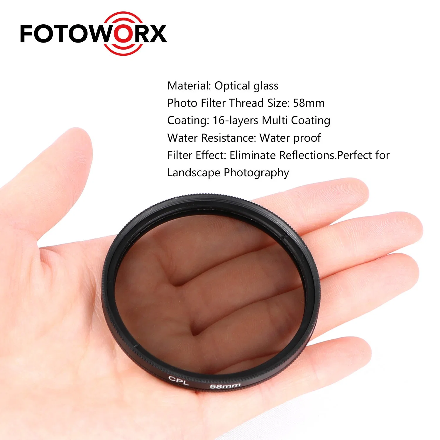 58mm Mc CPL Lens Filter Removes Reflections From Glass &amp; Water