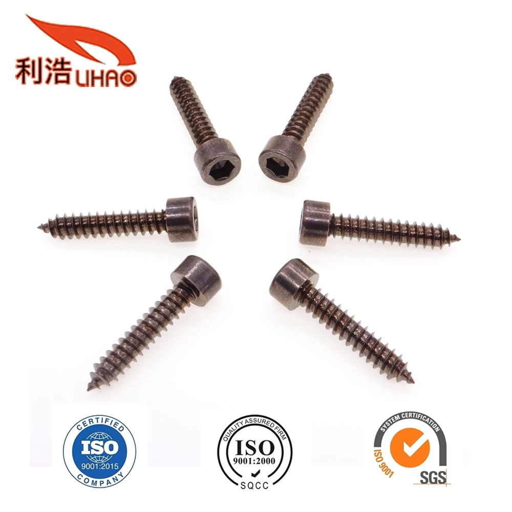 St6*30 Black Nickel-Plated Carbon Steel Hexagon Socket Fillister/Cup Head Self-Tapping/Wood Screw