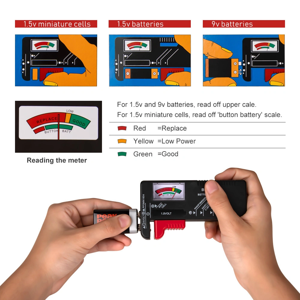 Portable Bt168 Pointer Universal Battery Capacity Tester Checker Diagnostic for 9V 1.5V AA AAA Batteries