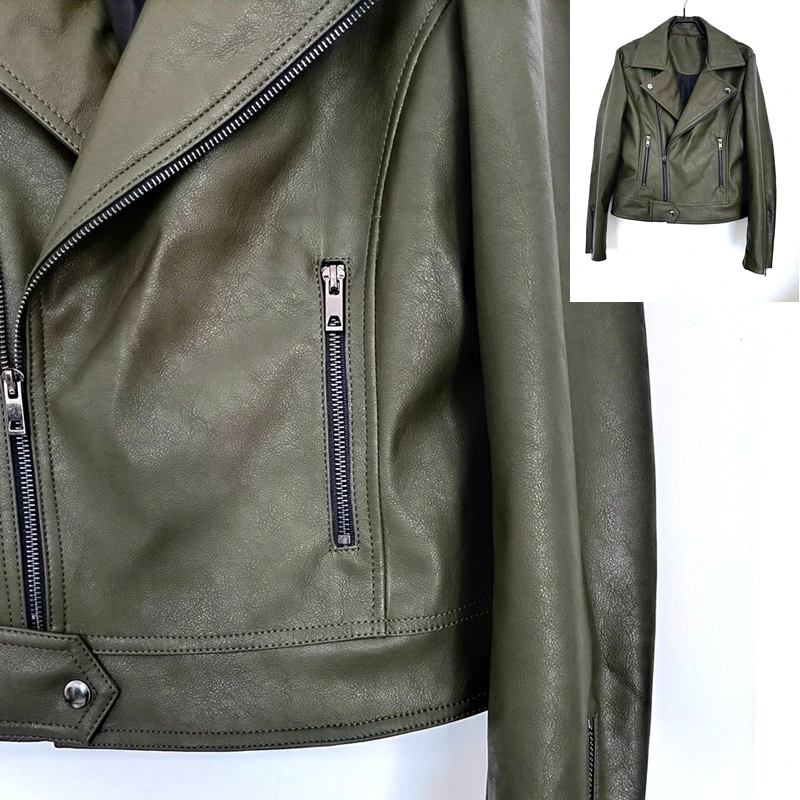 Faux Suede Clothing Trench Coat Green Autumn Lampskin Leather Jackets