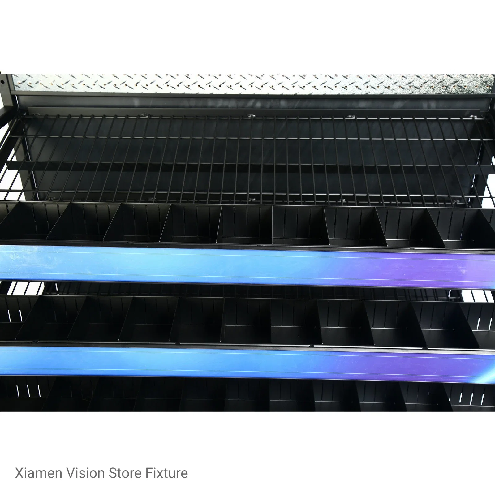 Factory Customized Display Rack with Wire Shelf Divided Storage Tray Store Fixture