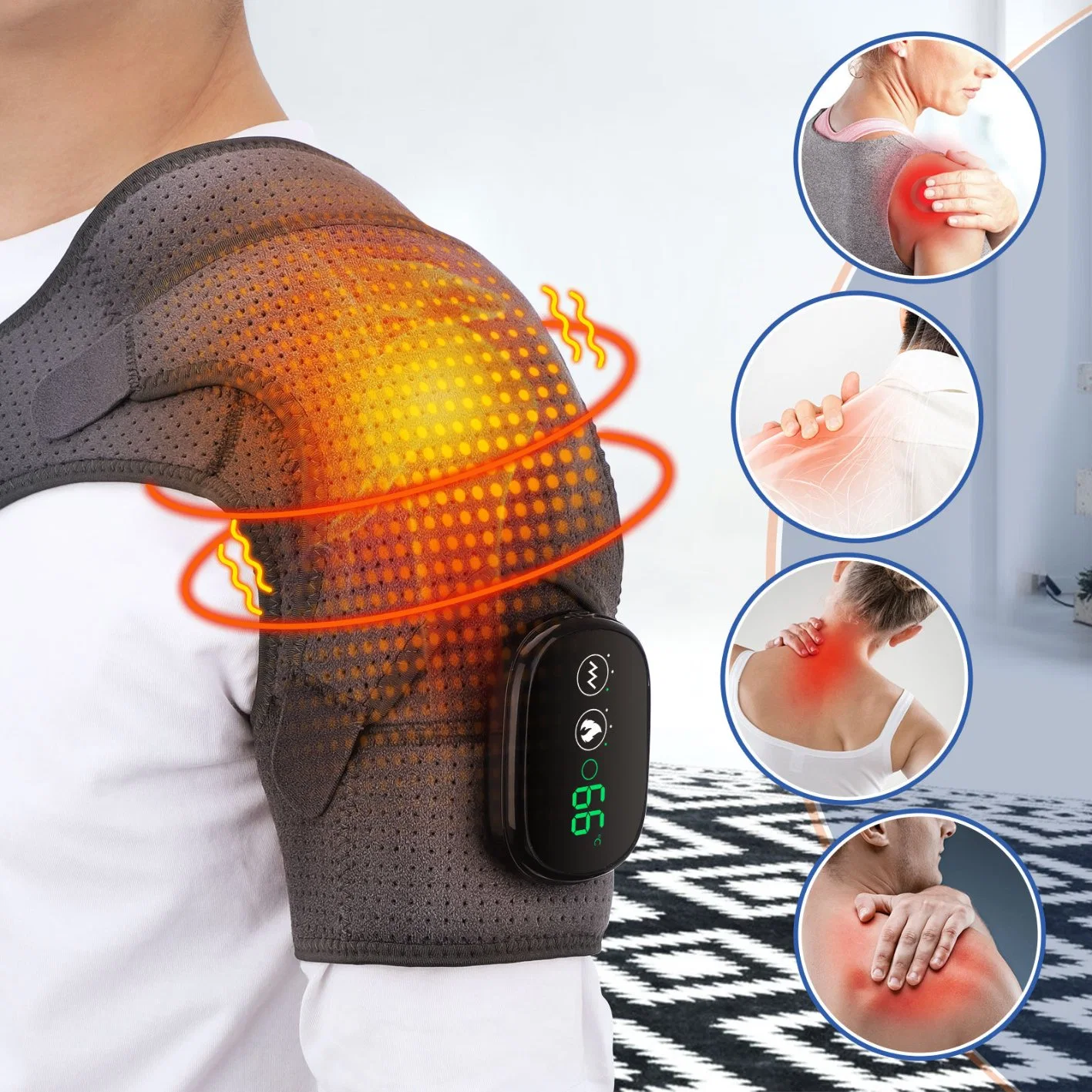 Wholesale/Supplier Physiotherapy USB Rechargeable Heated Adjustable Massage Electric Shoulder Support